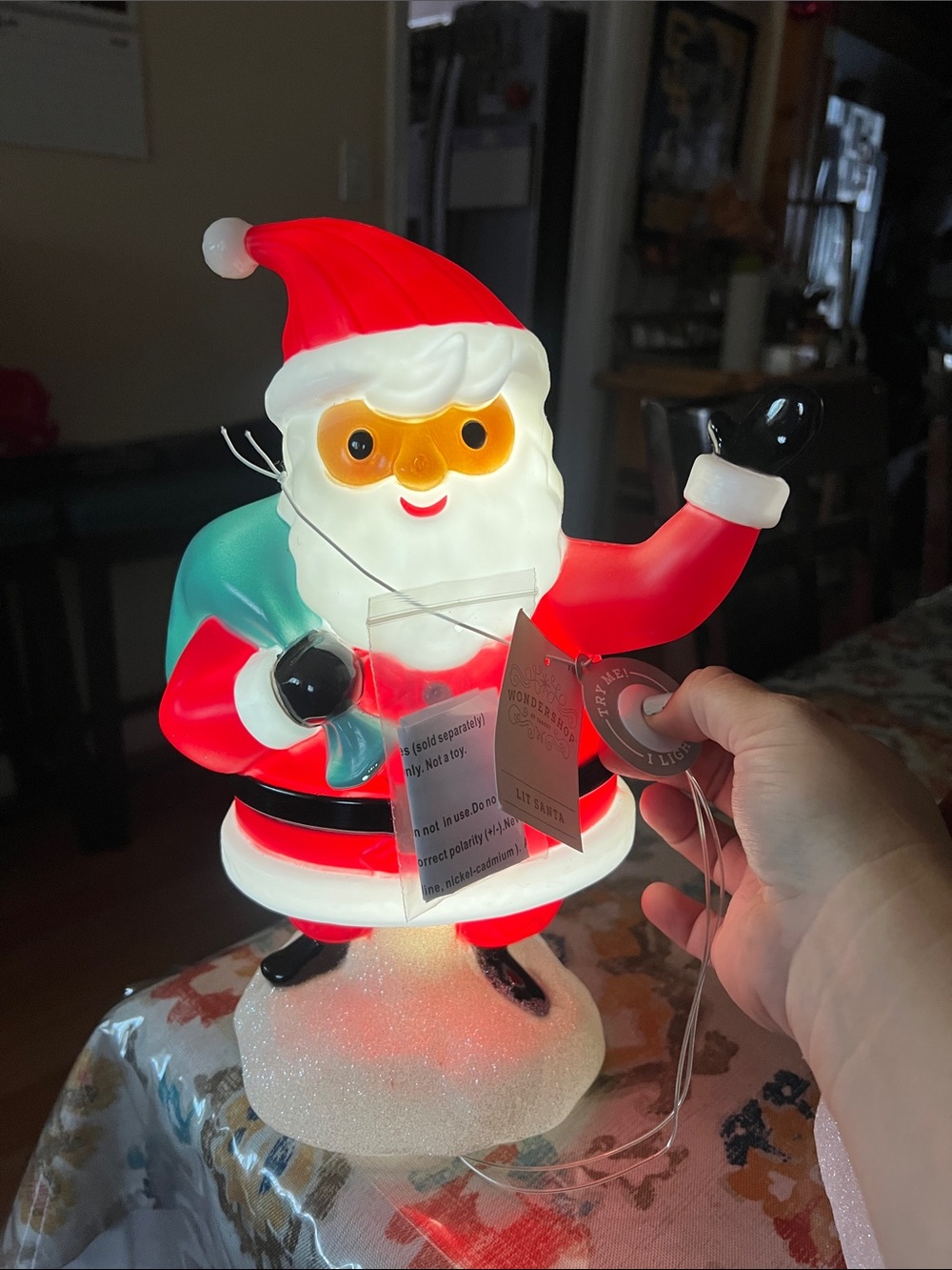 Brand new Set of 3 Wondershop Lit  12" Blow Mold Light Up Santa, deer, snowman